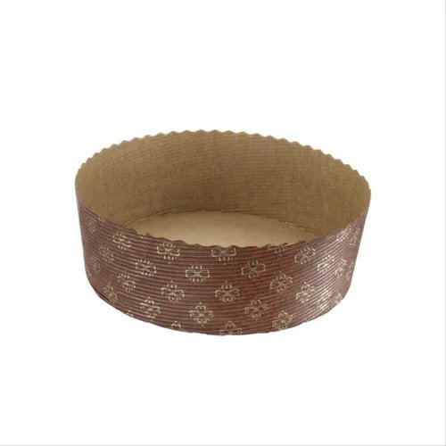 Round Short Style (Panettone Basso) Paper Cake Mould - Brown, 155 mm | Paper Material, Ideal for Bake and Serve Applications