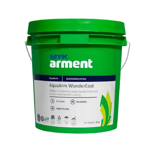 MYK Arment AquaArm Wondercoat - Cementitous Waterproof Coating, 40 Kg Bag + Bucket, Liquid Form with 3:1 Mix Ratio, Grey Color, Coverage 20-22 Sq.Ft Per Kg
