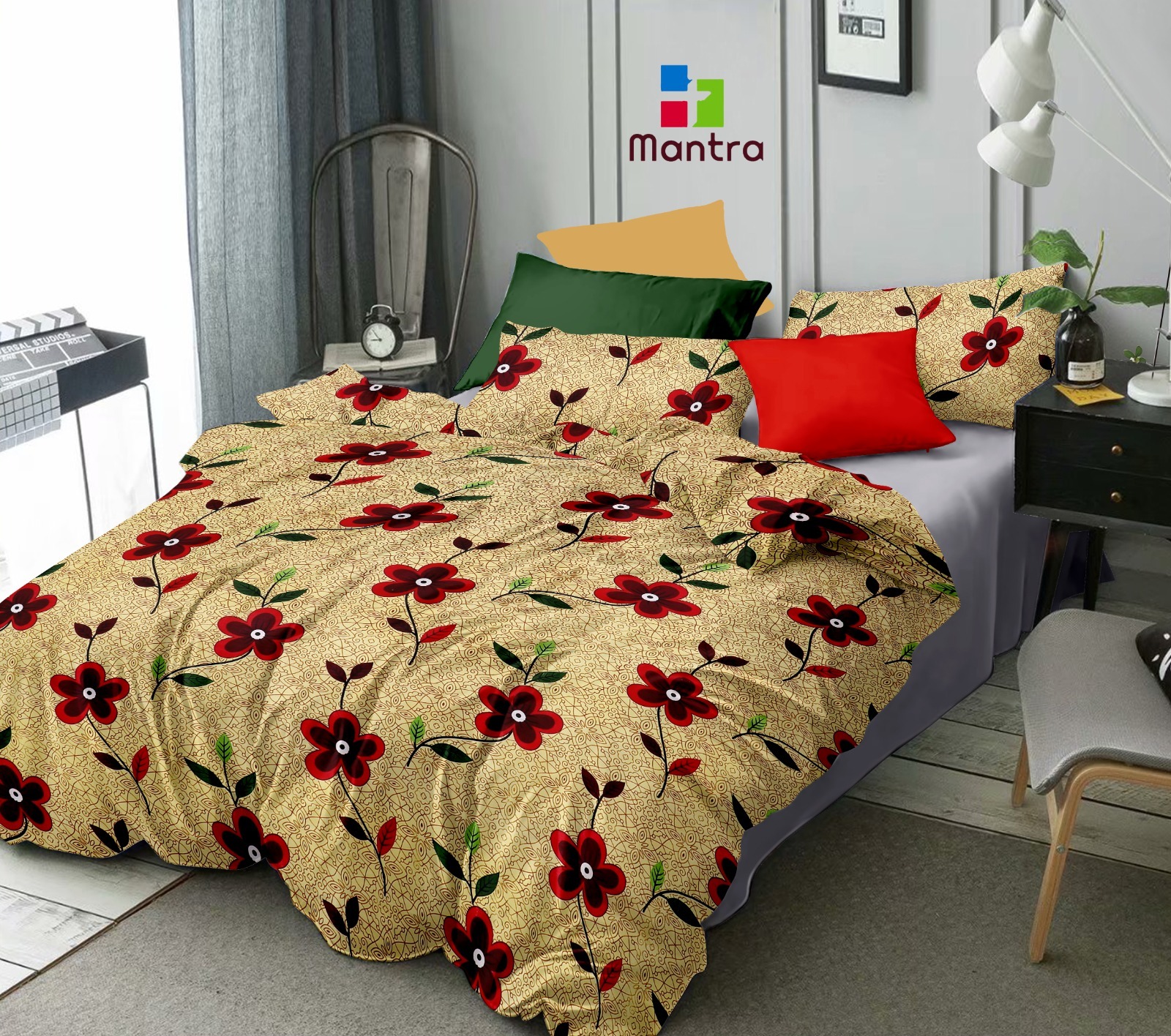 Polycotton Bed Sheets - King Size, Multicolor Printed Design | Washable, Lightweight Polyester Filling, 150 Thread Count For Ultimate Luxury And Comfort