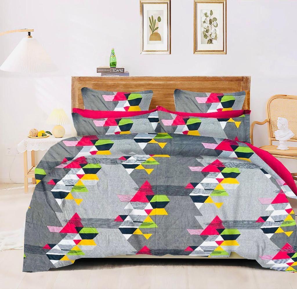 Polycotton Bed Sheets - King Size, Multicolor Printed Design | Washable, Lightweight Polyester Filling, 150 Thread Count For Ultimate Luxury And Comfort