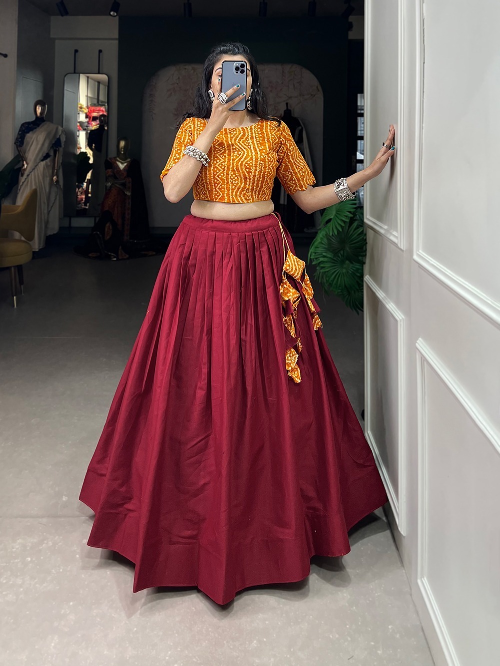 Lehenga Choli With Floral Motifs - Silk Fabric, Floor-length Size, Green Color | Comfortable Fit, Elegant Design, Embroidered Work, Perfect Occasion Wear