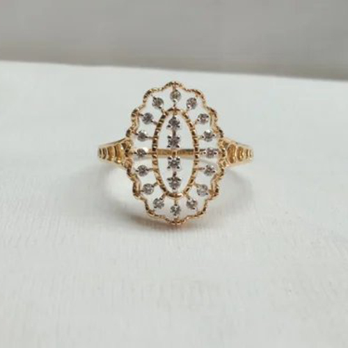 Diamond Ring - Gold, 15x10mm Size, Weight 3g | Pave Set Diamond - Ideal for Engagement, Wedding Ceremonies, Special Occasions & Gifting