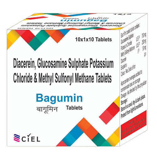 Diacerein Glucosamine Sulphate Potassium Chloride and Methyl Sulfonyl Methane Tablets - 10x1x10 Tablets Strip | Reduces Joint Pain, Supports Cartilage Formation, Anti-Inflammatory Benefits, Suitable for All
