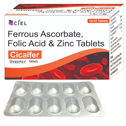 Ferrous Ascorbate Folic Acid And Zinc Tablets - 10x10 Tablets Strip | Supports Healthy Immune System, Red Blood Cell Production, and Overall Well-Being
