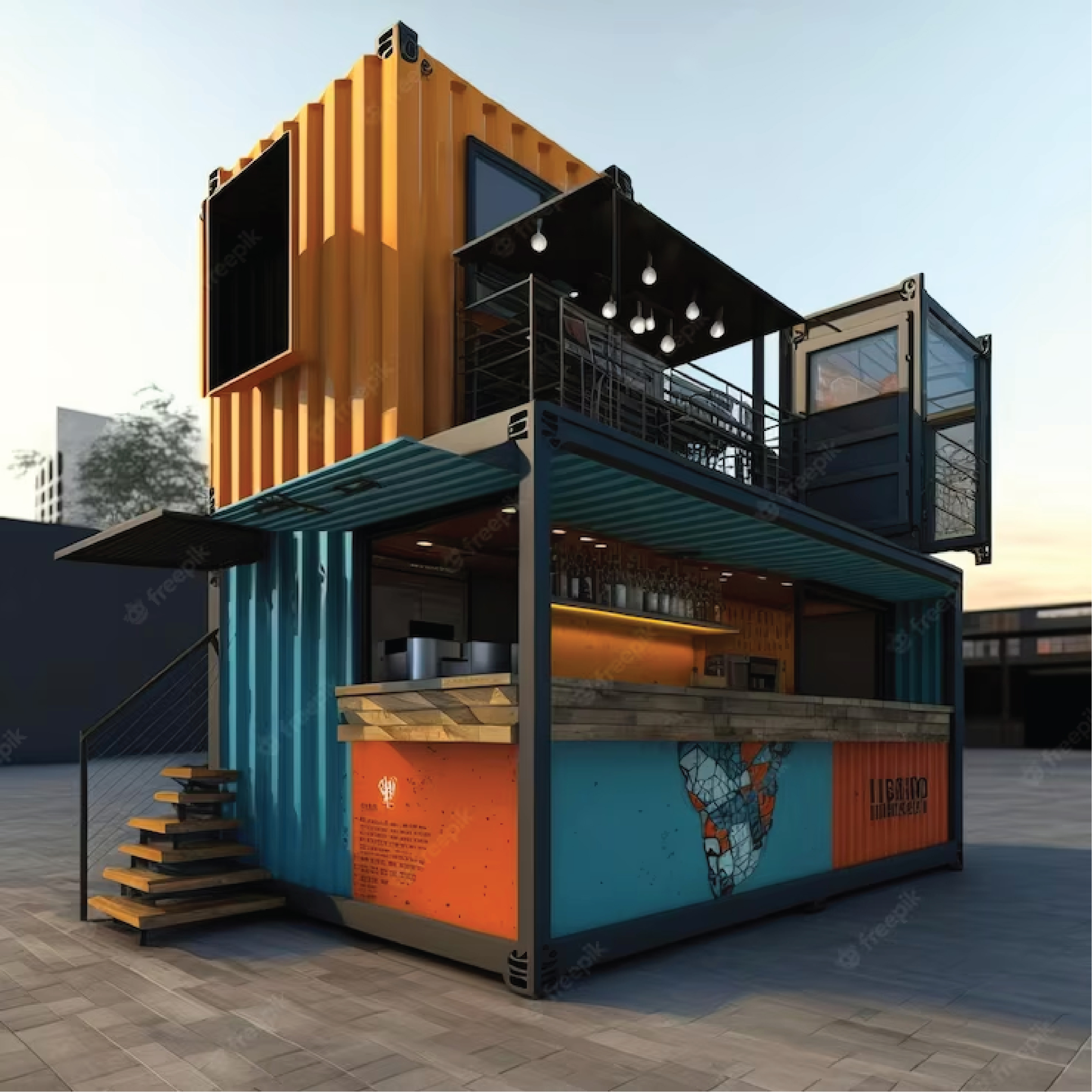 Portable Restaurant Container - Mild Steel, 40x8 Feet, Isolated Design, 9.5 Ft Height | Capacity: 4000 Ton/day, Ideal For Business & Personal Use