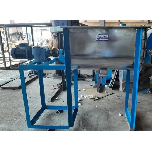 Incense Powder Mixing Machine - Stainless Steel, 500 Capacity | Automatic Horizontal Ribbon Blender in Gray & Blue, 1 Year Warranty