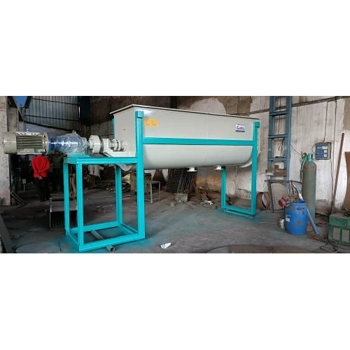 Ribbon Blender Mixer - Mild Steel, 2000 Capacity, White & Blue Color | Semi-Automatic, Air Cooling System, 1 Year Warranty
