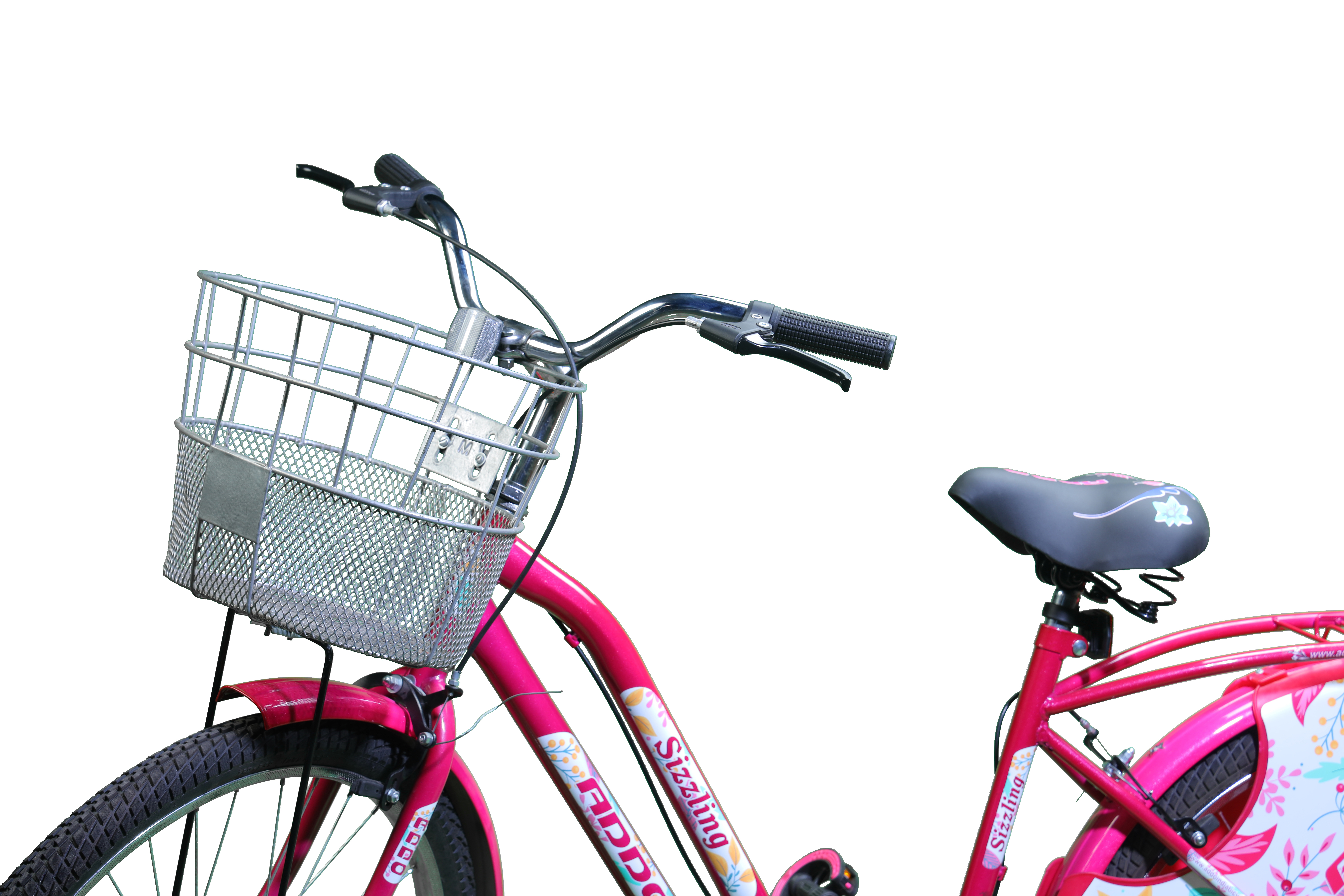 26 Sizzling Mtb - Steel Frame, 26x1.75 Tyres | Built-in Carrier, Caliper Brake, Comfortable Pu Saddle, Steel Basket & Plastic Dress Guard