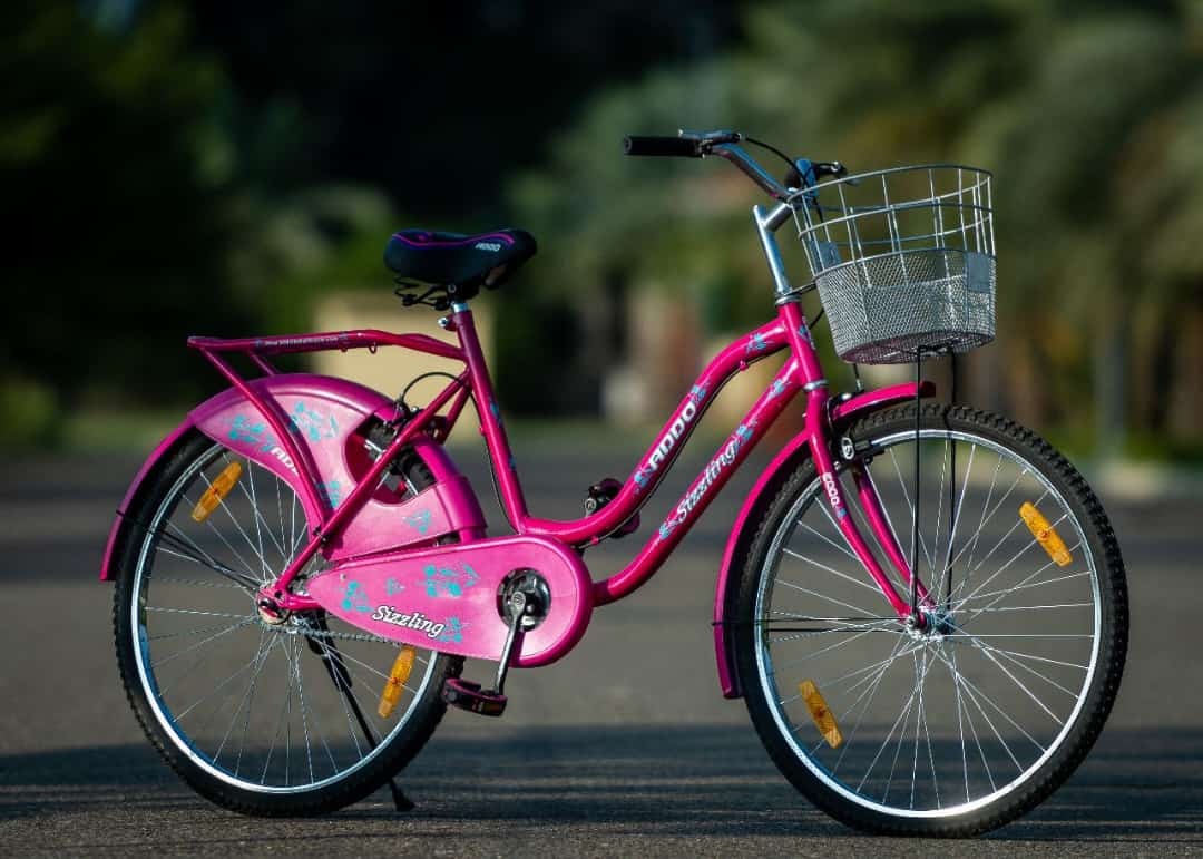 26 Sizzling Mtb - Steel Frame, 26x1.75 Tyres | Built-in Carrier, Caliper Brake, Comfortable Pu Saddle, Steel Basket & Plastic Dress Guard