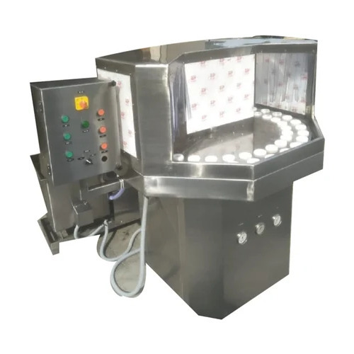 Rotary Bottle Washing Machine - Stainless Steel, Standard Size, Silver Color, 220 Volt | Fully Automated Operation, Low Power And Water Consumption, Reliable Bottle Guide System