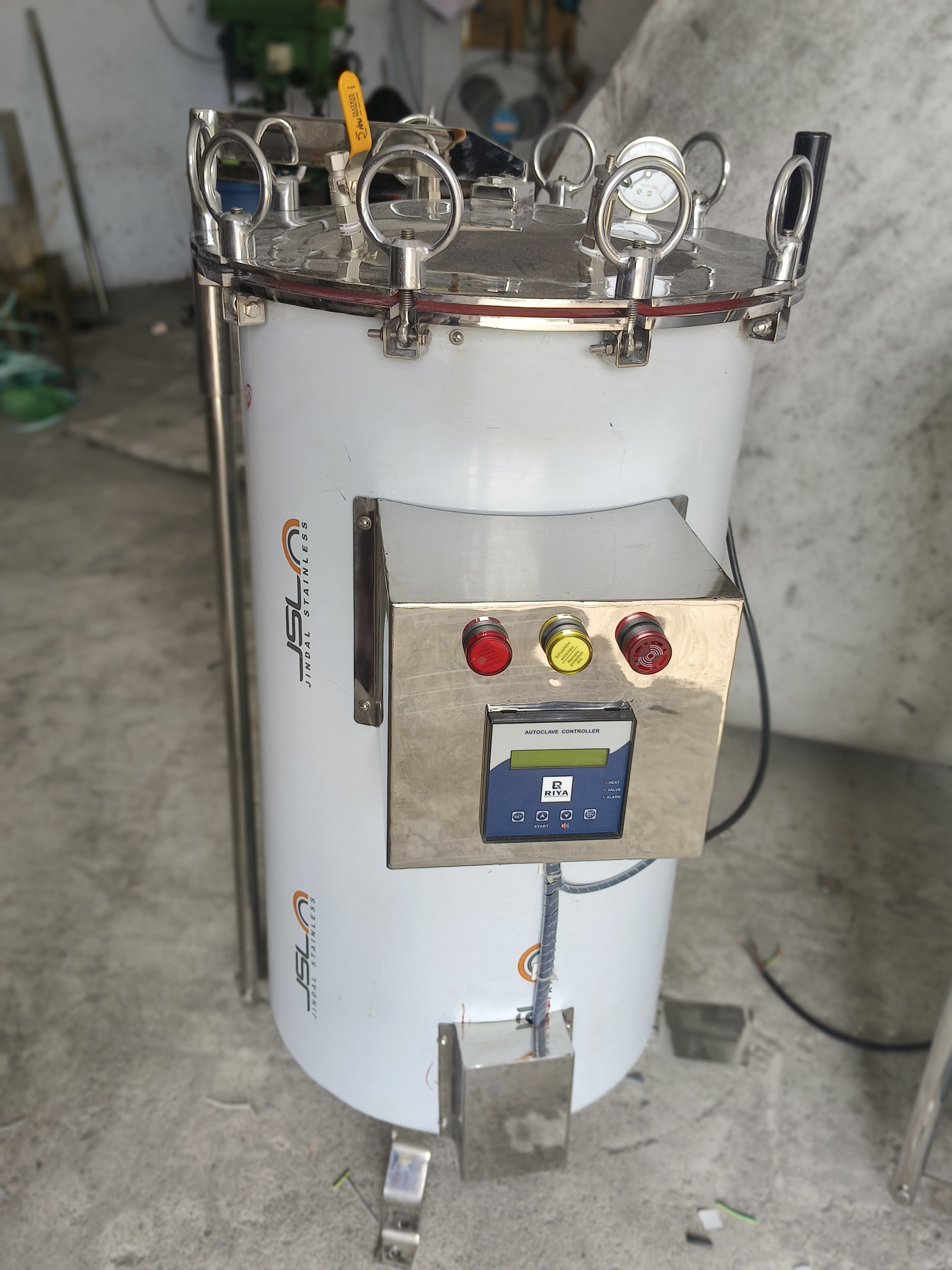 Laboratory Autoclave And Sterilizers - Stainless Steel Chamber, Semi-automatic Operation, Silver Color | Automatic Sterilization, Digital Temperature Control, Low Water Level Indicator