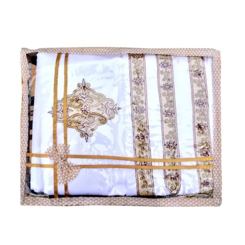 Ribbon Lace PVC Saree Packaging Bag - PVC Material, 16x14 cm Size, Beige Color | Stand Up Pouch for Apparel Storage and Display