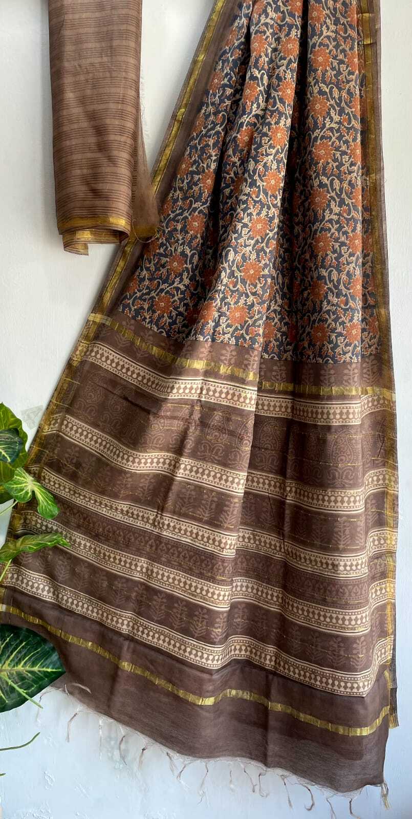 Chanderi Cotton Sarees - 5.50 Mtr Length, Indigo Color | Soft Cotton Silk Fabric, Elegant Hand-block Print, Comfortable Wear, Unique Style