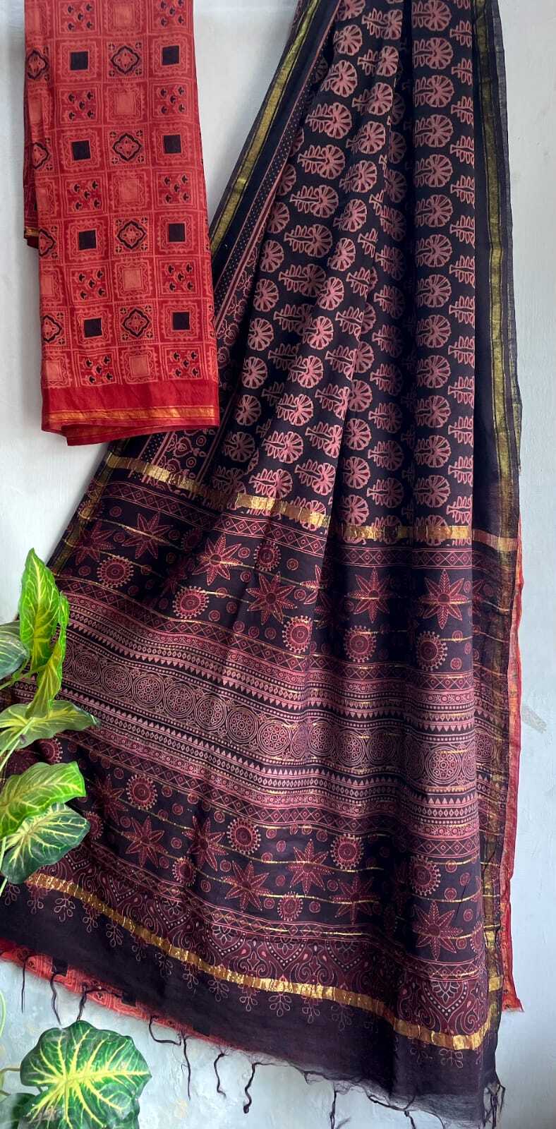 Chanderi Cotton Sarees - 5.50 Mtr Length, Indigo Color | Soft Cotton Silk Fabric, Elegant Hand-block Print, Comfortable Wear, Unique Style