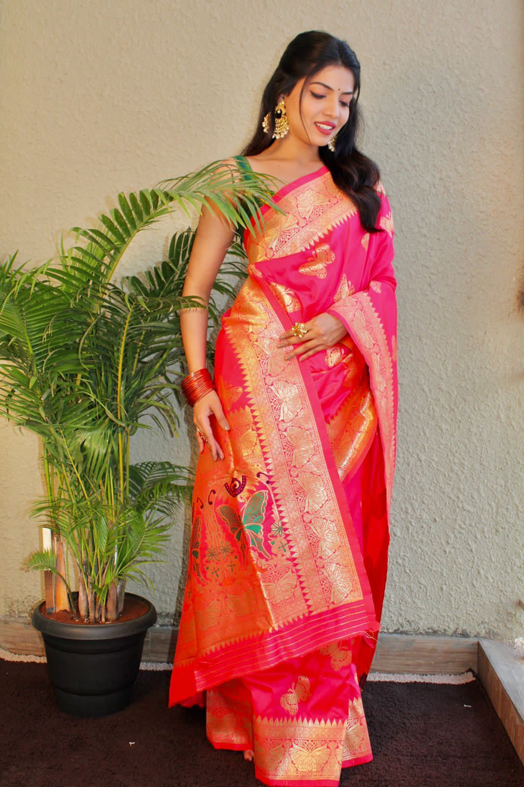 Fancy Zari Work Sarees - Pure Georgette, Length 5.50 Mtr, Blouse Length 0.80 Mtr, Color: 1 | Alluring, Comfortable, Lightweight, Skin Friendly, Trendy