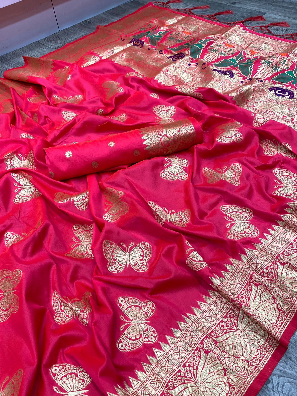 Fancy Zari Work Sarees - Pure Georgette, Length 5.50 Mtr, Blouse Length 0.80 Mtr, Color: 1 | Alluring, Comfortable, Lightweight, Skin Friendly, Trendy