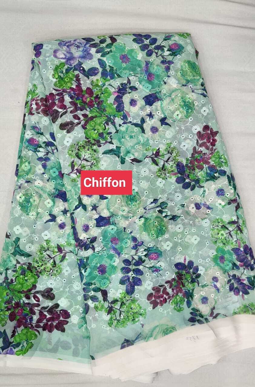 Chiffon Hakoba Print - Smooth Printed Fabric, 44 Inches Wide, Multicolor For Suit And Saree Dress Material | Washable, Quick Dry, Party Wear
