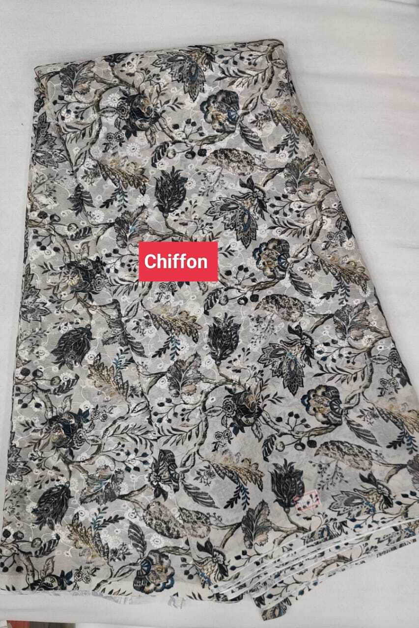 Chiffon Hakoba Print - Smooth Printed Fabric, 44 Inches Wide, Multicolor For Suit And Saree Dress Material | Washable, Quick Dry, Party Wear