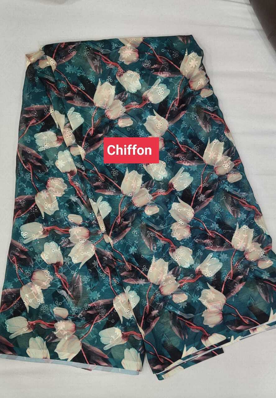 Chiffon Hakoba Print - Smooth Printed Fabric, 44 Inches Wide, Multicolor For Suit And Saree Dress Material | Washable, Quick Dry, Party Wear