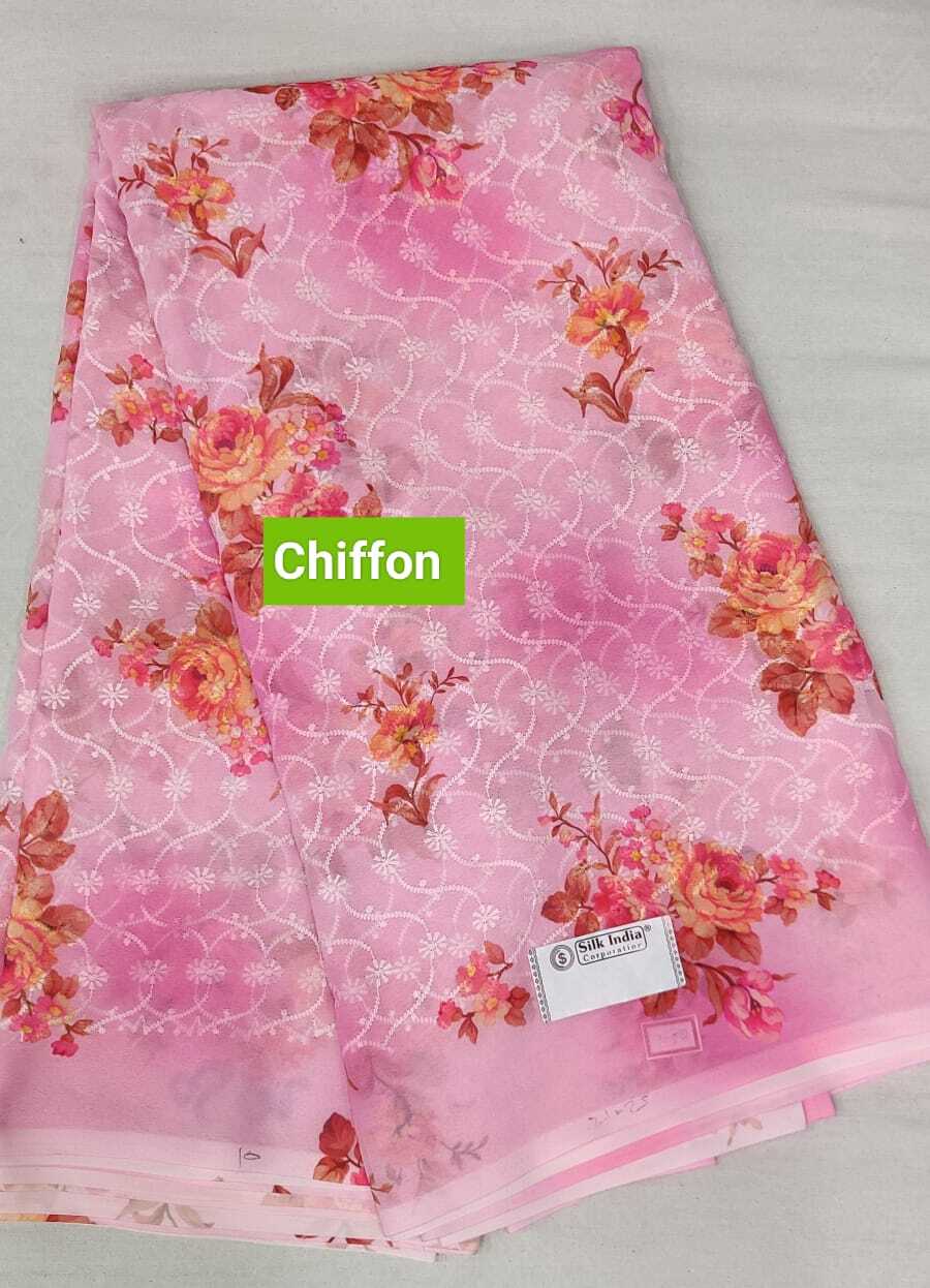Chiffon Hakoba Print - Smooth Printed Fabric, 44 Inches Wide, Multicolor For Suit And Saree Dress Material | Washable, Quick Dry, Party Wear