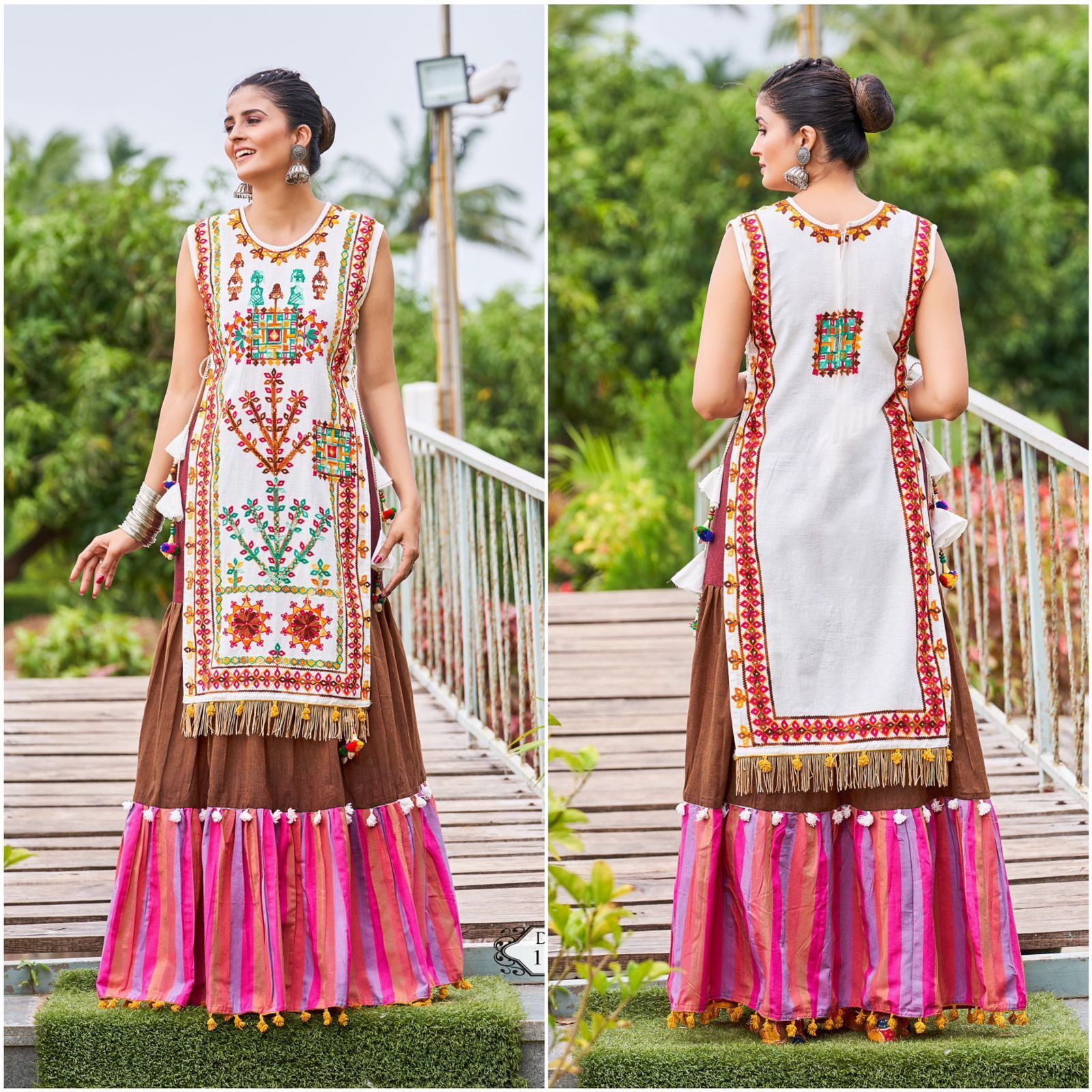 Unic Navratri Lehenga Collection - Cotton, Sizes S-xxl, 40 Inches Length | Colorful, Embroidered, Handmade Latkans, Flairy Skirt
