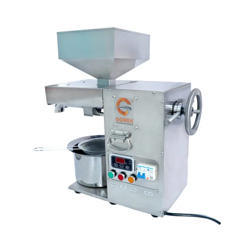 Oil Press Machine - 1500W Power, Stainless Steel Construction | Semi-Automatic, 5 Kg Production Capacity, Silver Finish