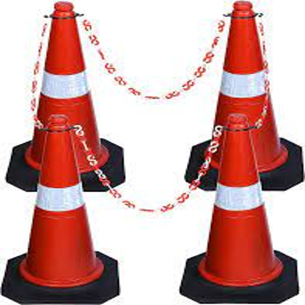Safety Cone - Plastic, Standard Size | Red Traffic Cone For Effective Road Safety And Visibility