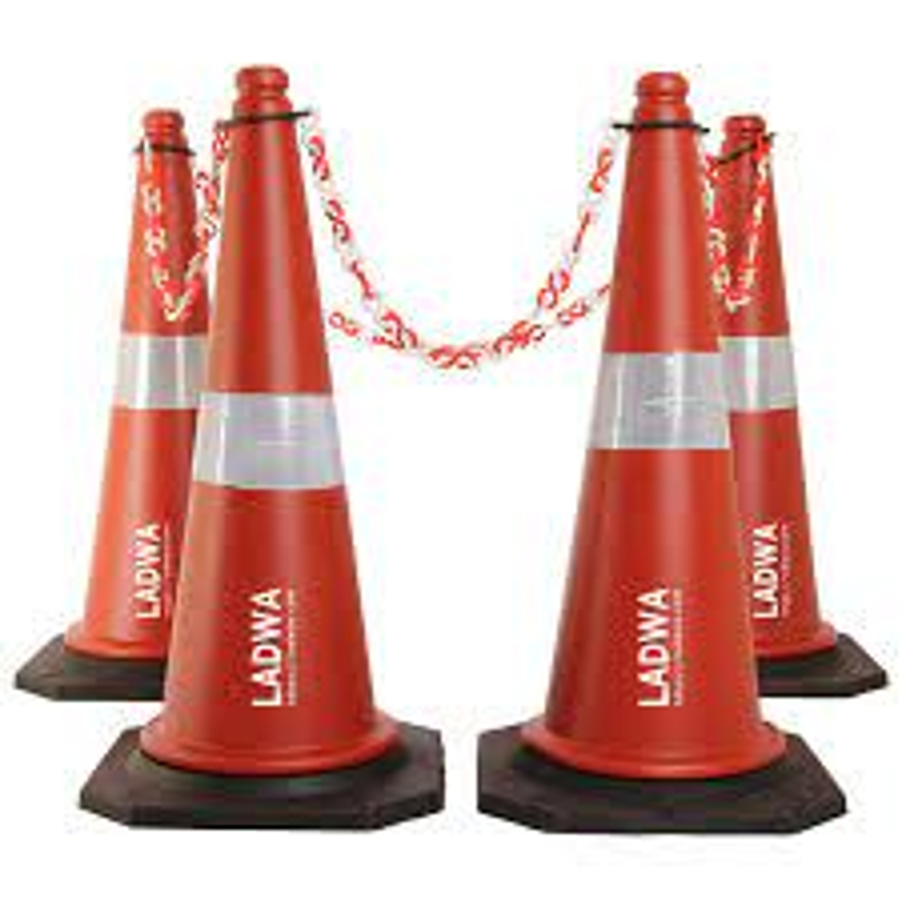 Safety Cone - Plastic, Standard Size | Red Traffic Cone For Effective Road Safety And Visibility