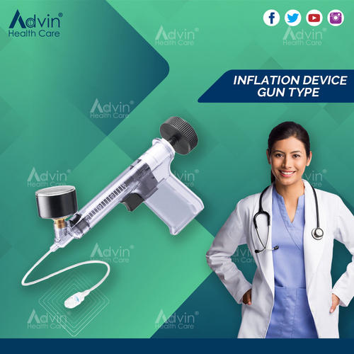 Balloon Inflation Device - High-pressure Braided Plastic Tubing | Ergonomic Handle, Luminescent Analog Pressure Gauge, Precise Manometer, No Leakage, Manual Operation, Real-time Operation, Designed For Angioplasty Dilation