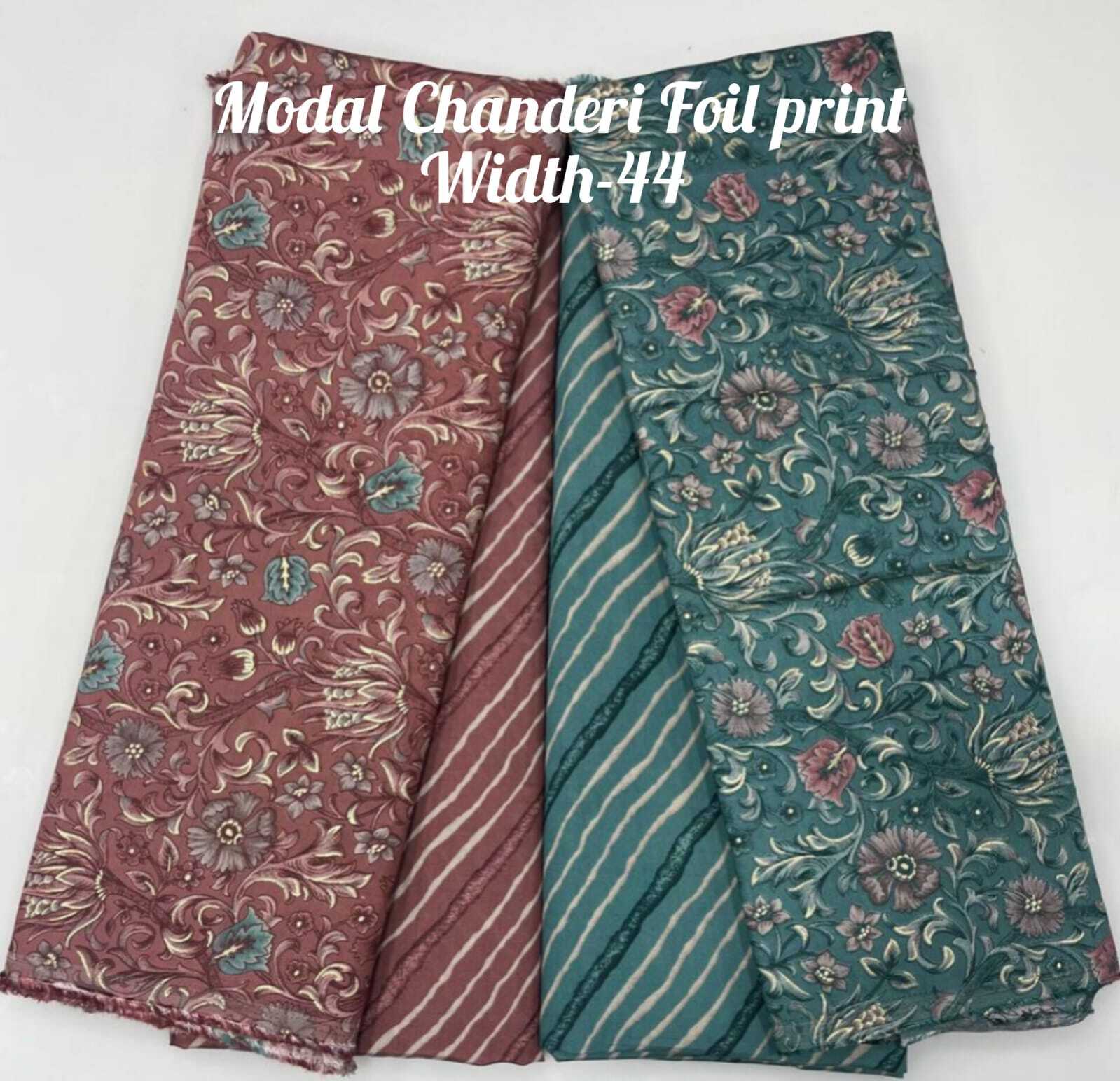 Chanderi Foil Print - 44" Width, All Colors | Perfect For Kurtis, Dresses & Ethnic Wear, Made From Premium Chandri Foil Fabric