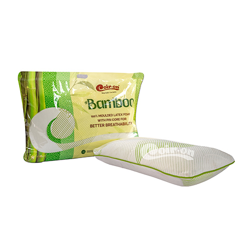 Bamboo Pillow - 27x18 Inches White & Green Printed Cover | Eco-friendly Cotton Filling Rectangular Shape