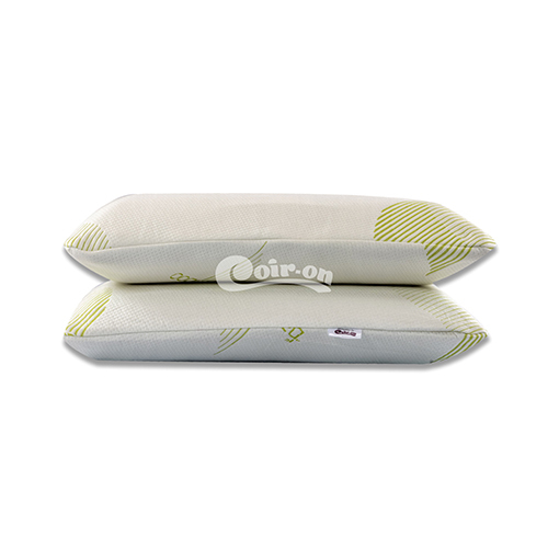 Bamboo Pillow - 27x18 Inches White & Green Printed Cover | Eco-friendly Cotton Filling Rectangular Shape