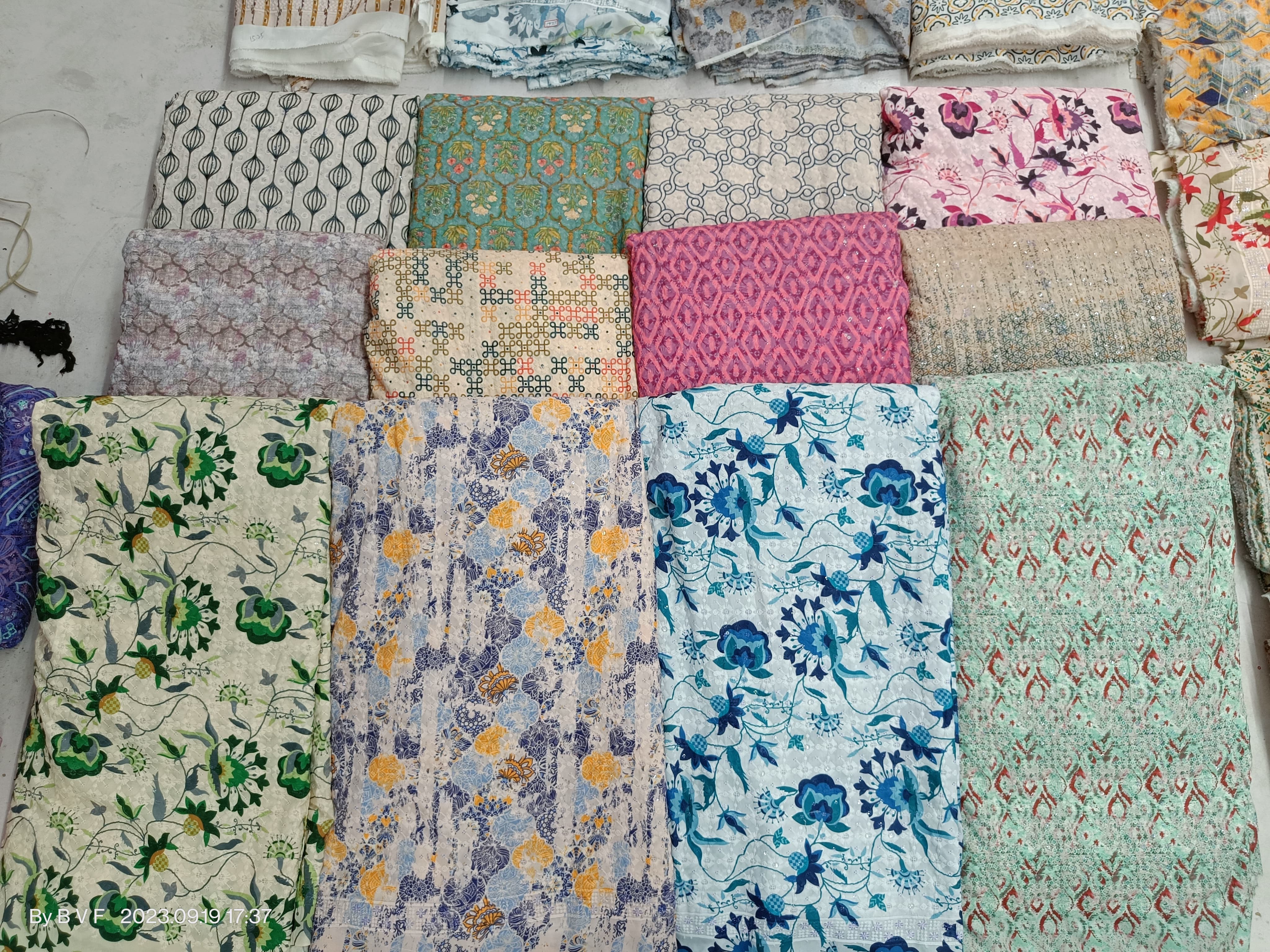 Maslin Base Chikan Work With Digital Print - Embroidery 52, 58 Inch Width, All Colors Available | Printed Pattern For Suit, Saree & Dress Material