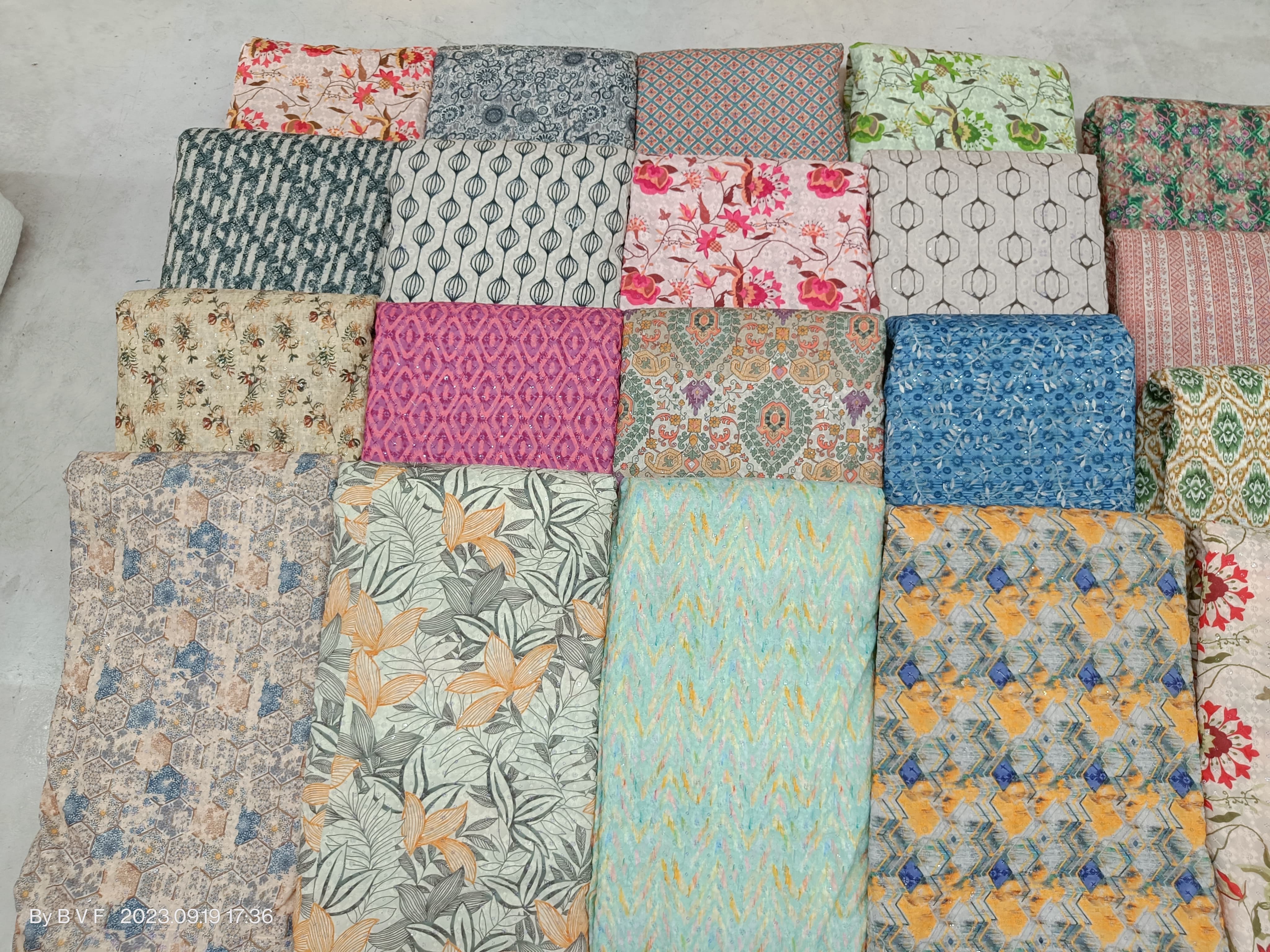 Maslin Base Chikan Work With Digital Print - Embroidery 52, 58 Inch Width, All Colors Available | Printed Pattern For Suit, Saree & Dress Material