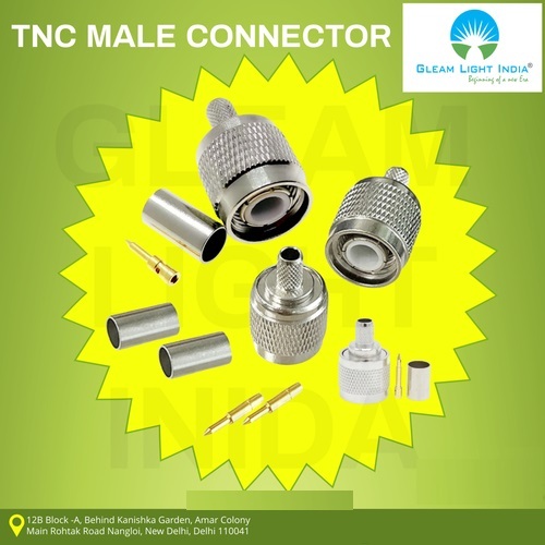 TNC Male Connector - Metal, Silver Color, Twist-On Threaded Connector | RF Signal Transmission, Durable Design, Higher Frequency Performance