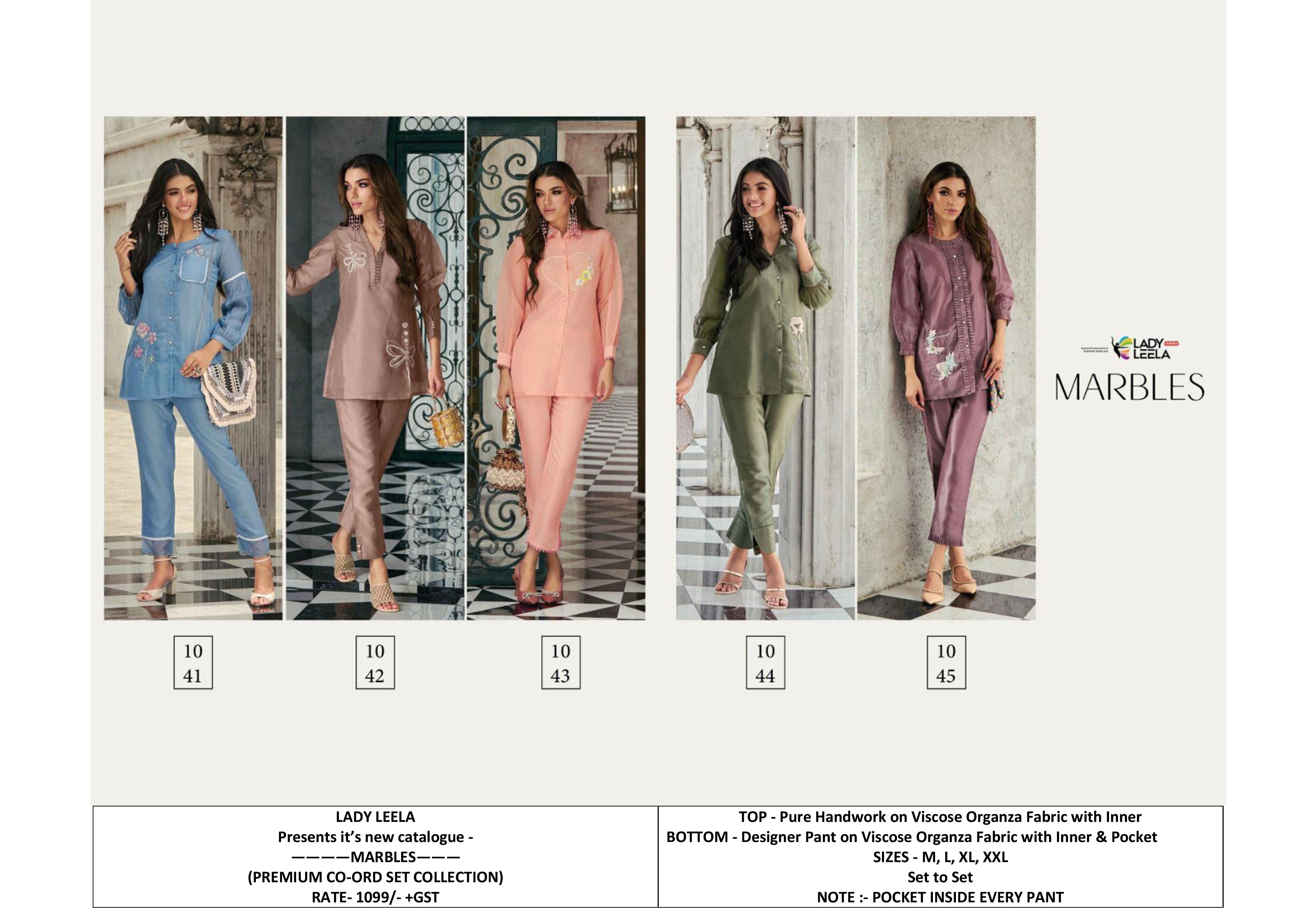 Designer Co-ord Set With Handwork - Color: All Colours