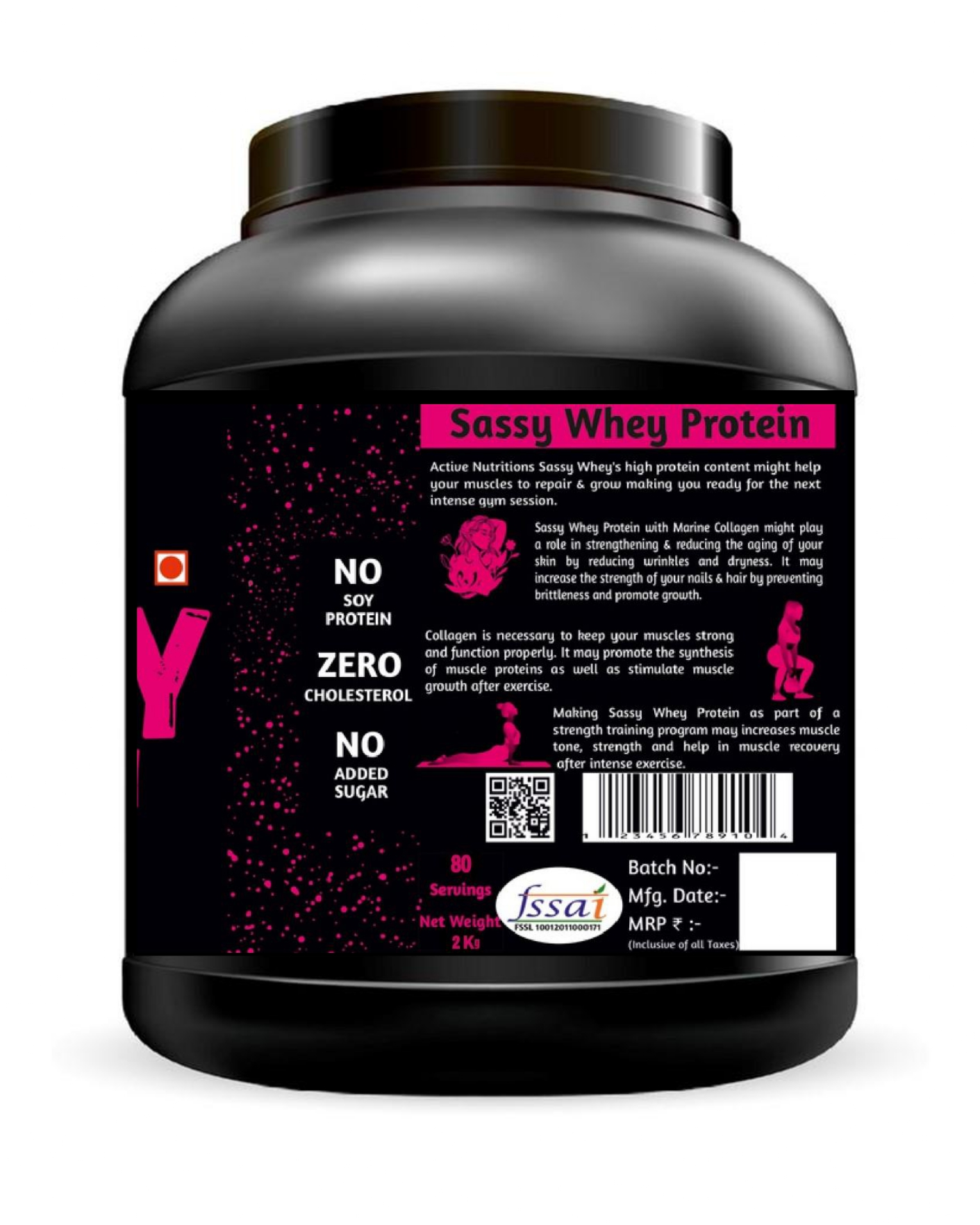 Active Nutritions Sassy Whey Protein (Chocolate And Banana Strawberry Flavour)1kg/2kg - Dosage Form: Powder