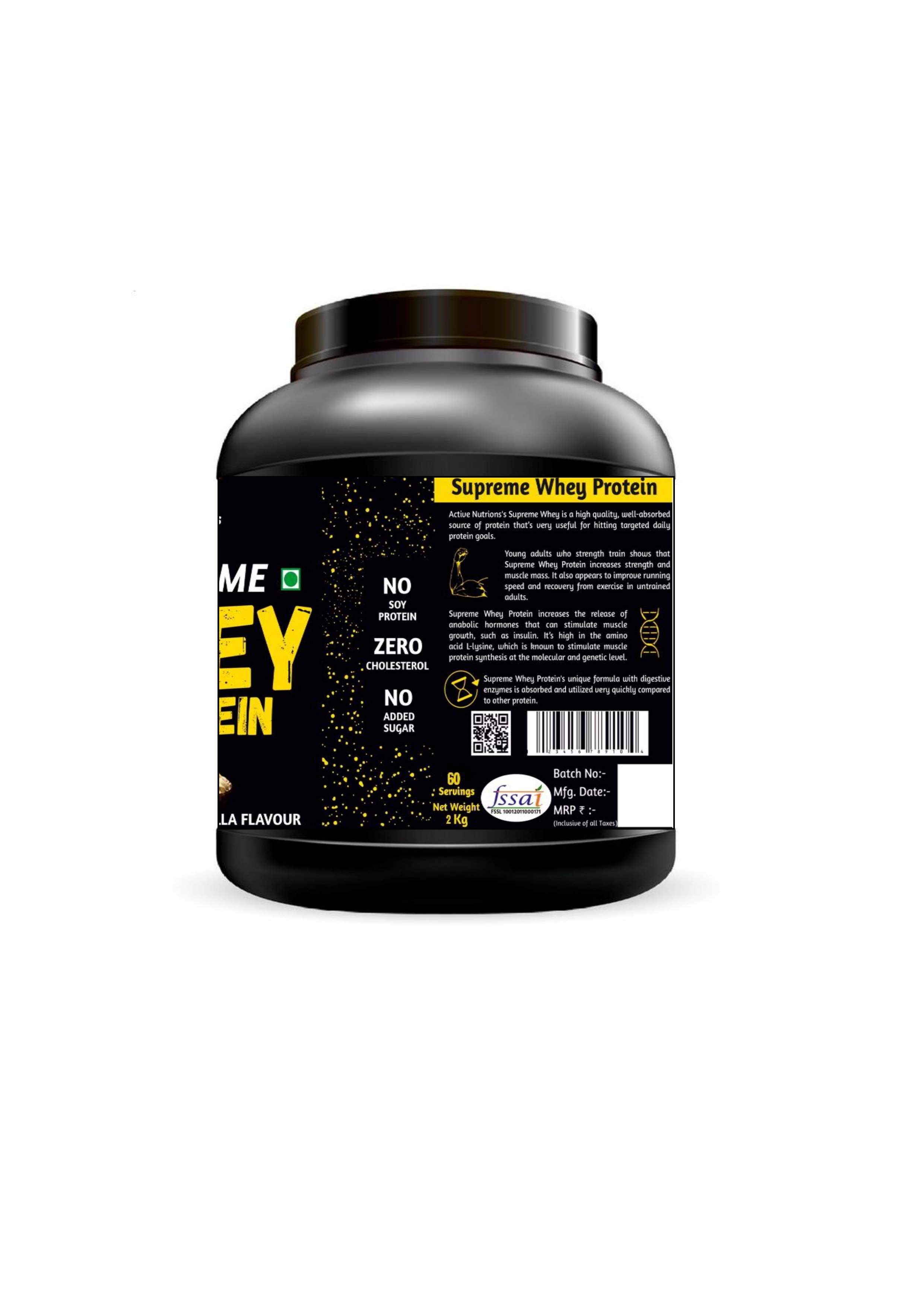 Active Nutritons Supreme Whey Protein (Chocolate And Buteerscotch Vanilla Flavour )1kg/2kg Dosage Form: Powder