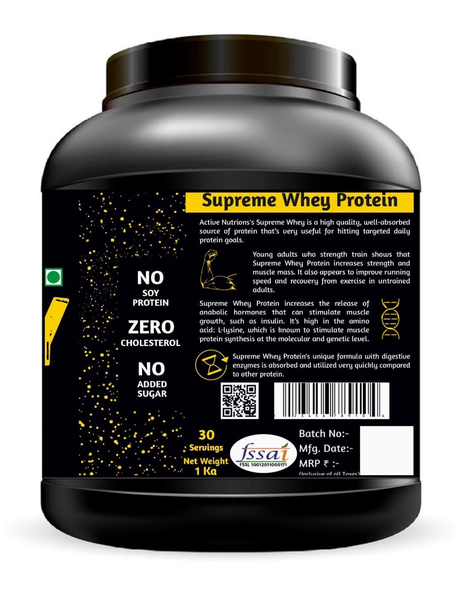Active Nutritons Supreme Whey Protein (Chocolate And Buteerscotch Vanilla Flavour )1kg/2kg Dosage Form: Powder