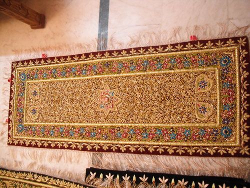 Gold Hand Embroidered Jewel Carpet