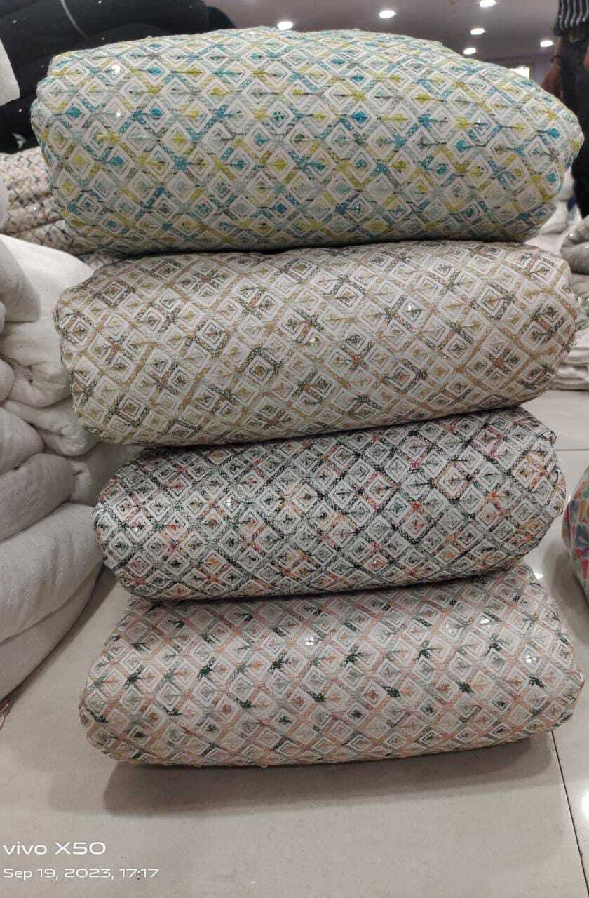 Reyon Chikan Sequence With Position Print - Rayon Chikan Sequence, 58" Wide, Plain Pattern | All Color Options, Men's Garment, Knitted Yarn Type