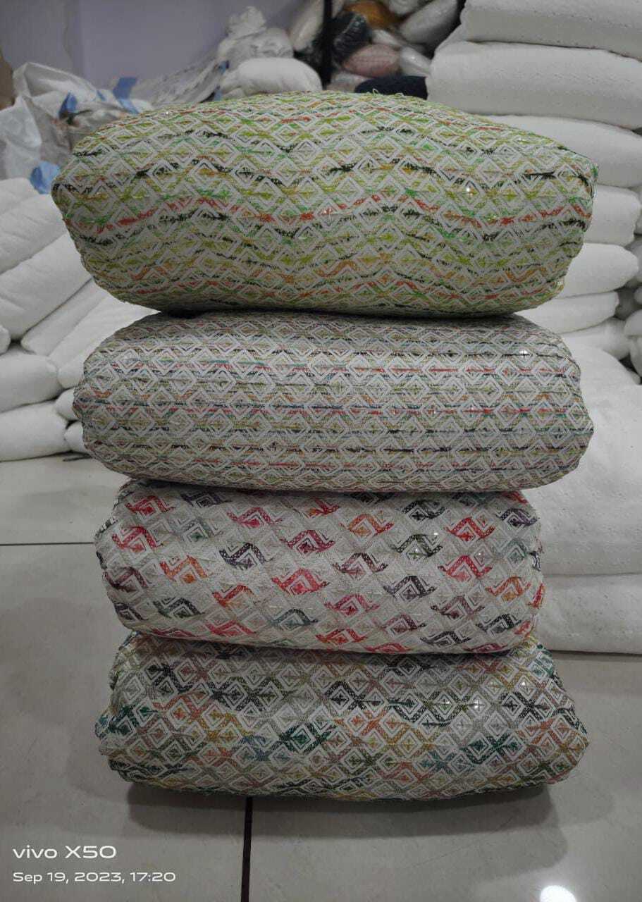 Reyon Chikan Sequence With Position Print - Rayon Chikan Sequence, 58" Wide, Plain Pattern | All Color Options, Men's Garment, Knitted Yarn Type