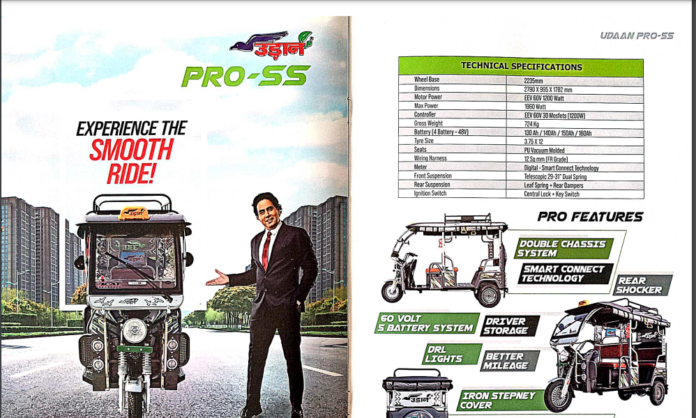 Pro E Rickshaw Ss Displacement: 2790x995x1782