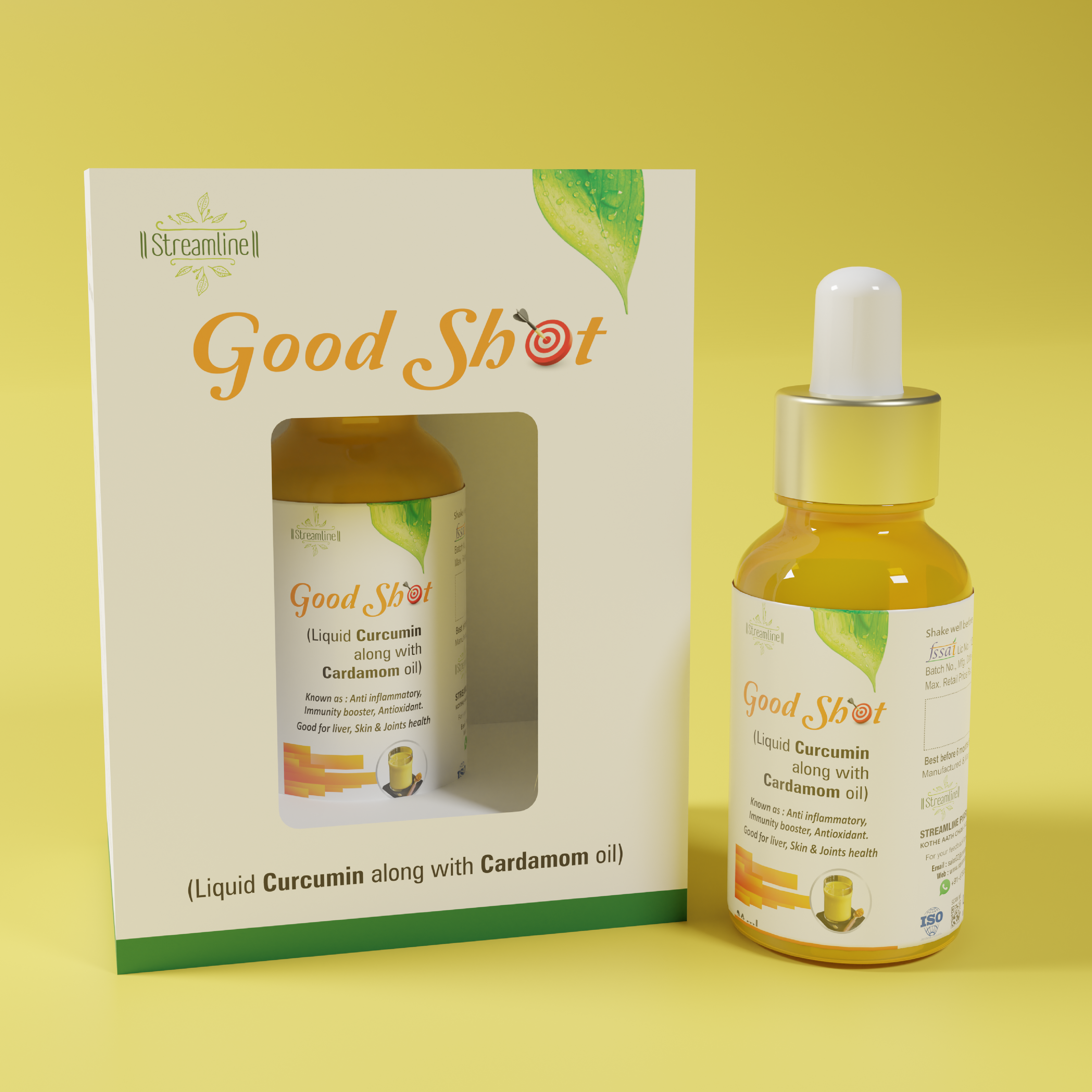 Good Shot Curcumin & Cardamom Oil - Capsule Form (Two Daily Dosage) | Antioxidants, Anti-inflammatory, Digestive Support, Mood Enhancement, Immune Boosting, Detoxification Aid, Healthy Skin & Hair Growth