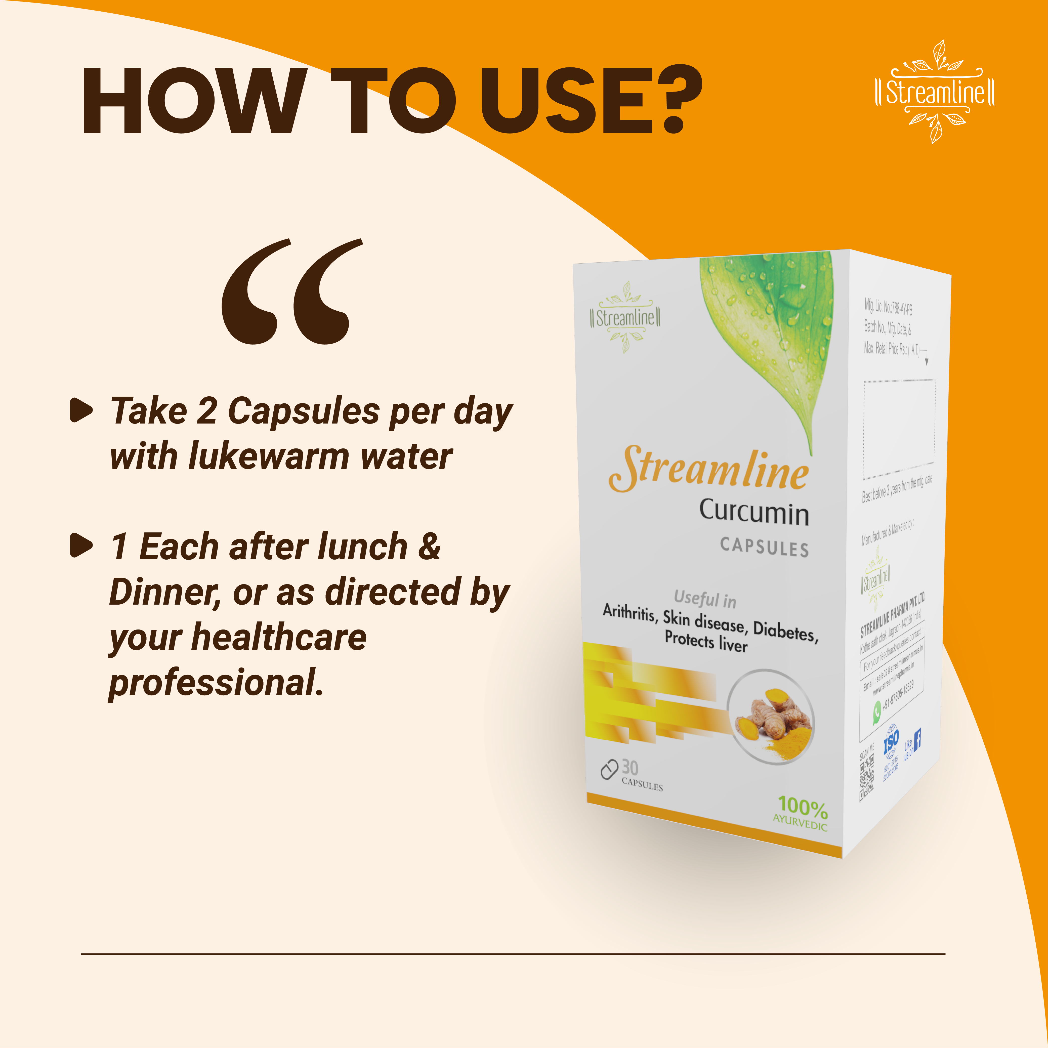 Curcumin Capsules - Herbal Capsules, Anti-aging & Antioxidant Support | Powerful Antioxidant, Anti-inflammatory, Liver Protection, Sports Nutrition, Skin & Diabetes Support