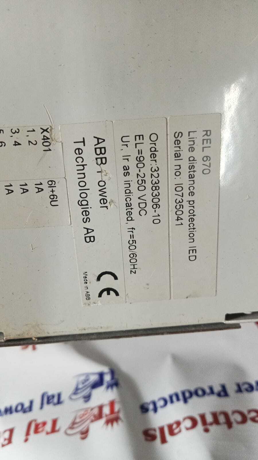 Abb Rel670 3238306-10 Relay - Color: White