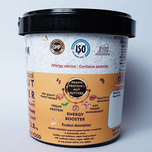 Natural Peanut Butter - 1.2 Kg, Smooth Sweet Flavor, Brown Color, 24 Months Shelf Life, Nil Fat Content