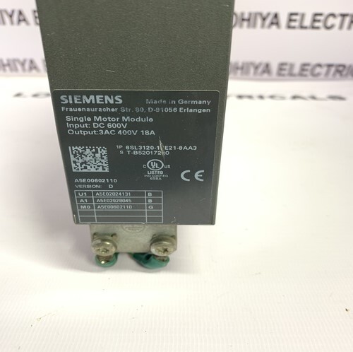 Siemens 6sl3120-1te21-8aa3 Single Motor Module