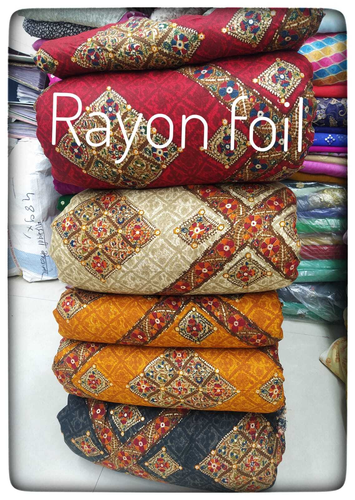 Rayon Foil Fabric Print - 44 Inch Width Multicolor | Smooth Quick Dry Washable Material For Suits And Sarees Ideal For Kurti And Dress