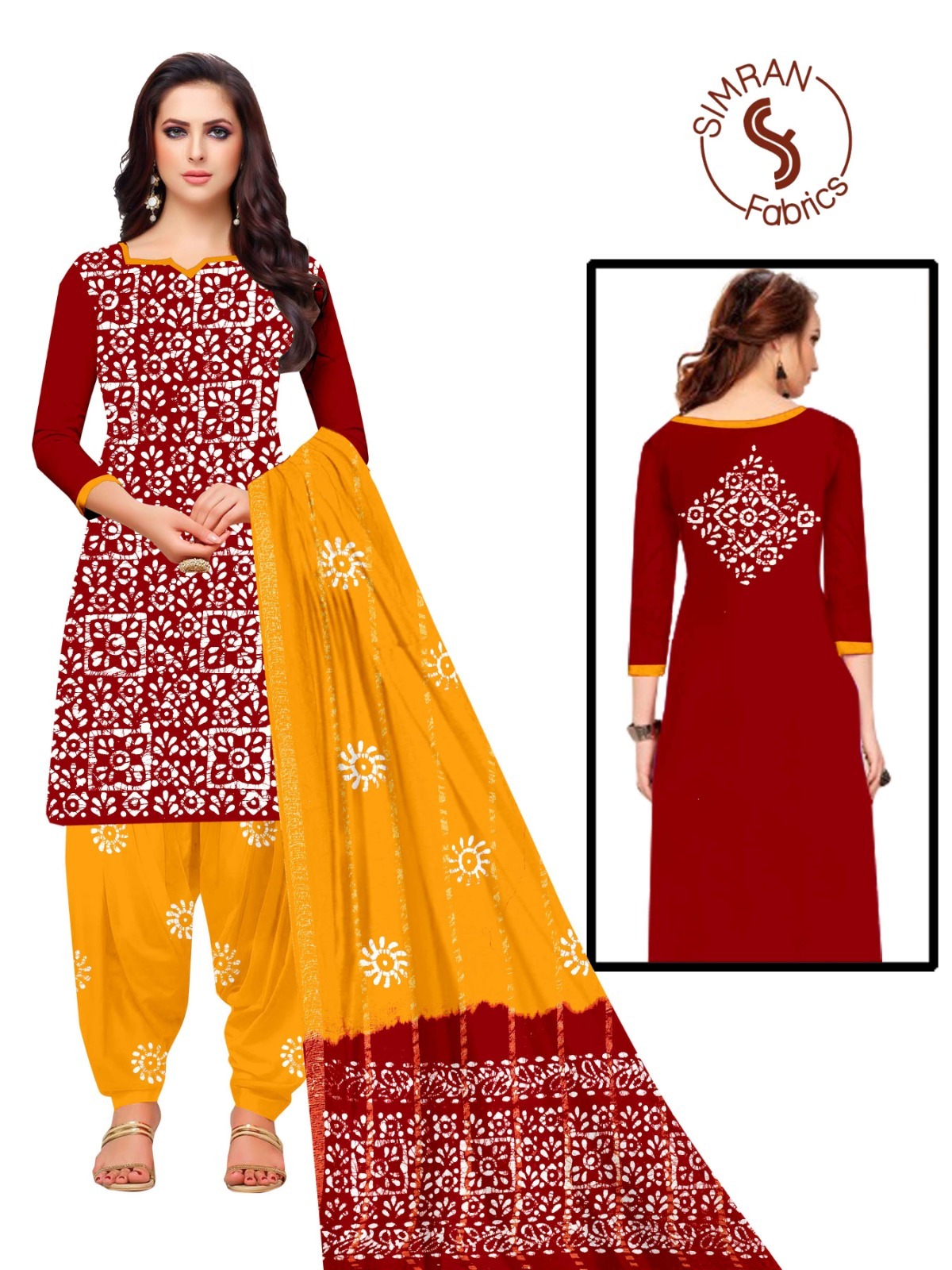 white christmas dresses Cotton Wax Batik Maan Cotton Dress Material – Kavya Style Plus main image 0